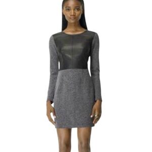 Club Monaco Dayna Tweed and Leather Longsleeve Mini Dress Size 2